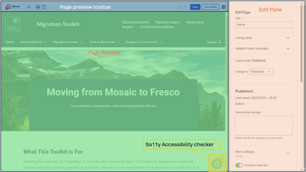 Page Preview toolbar and Edit Pane