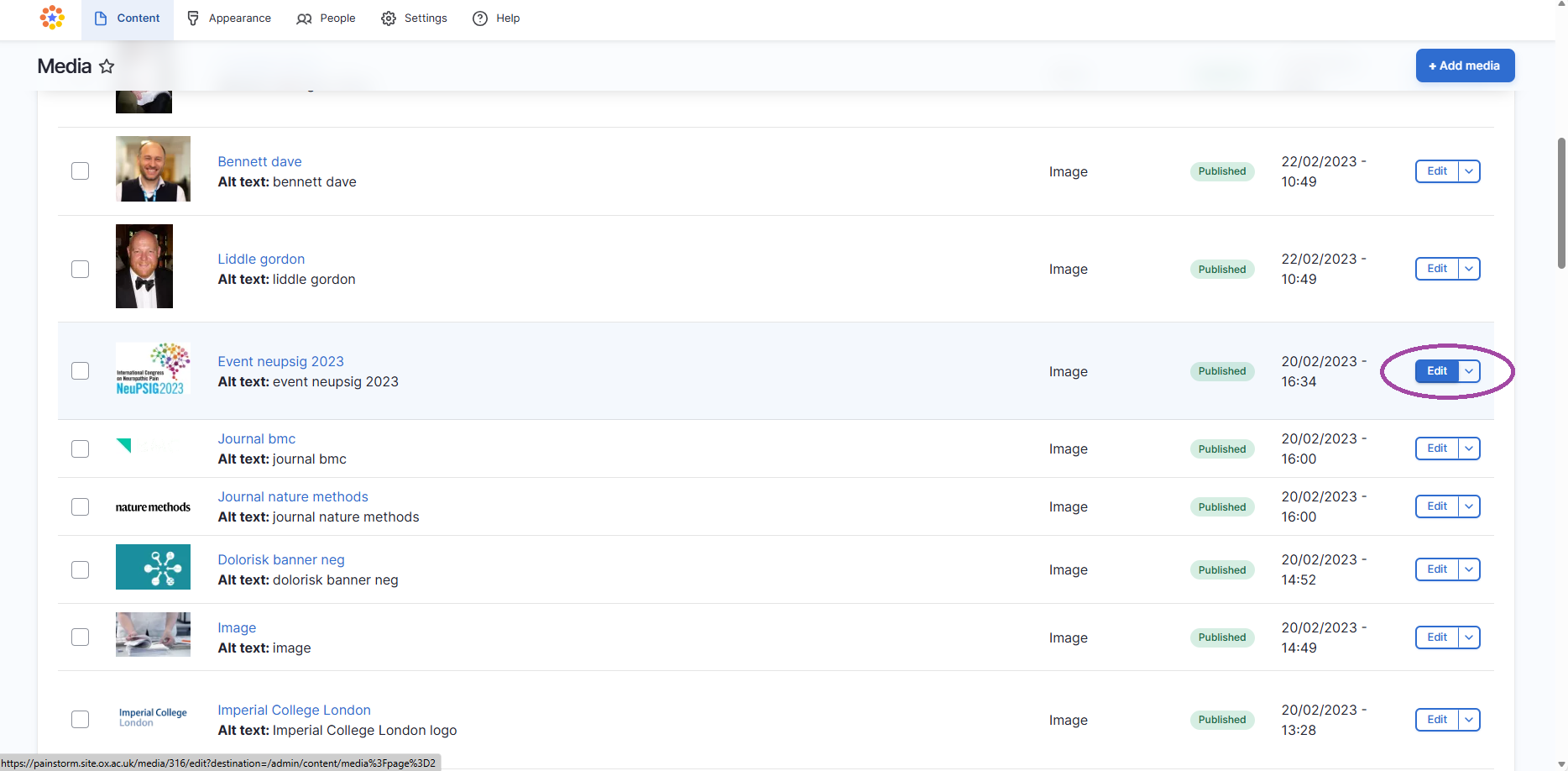 Changing the focal image point