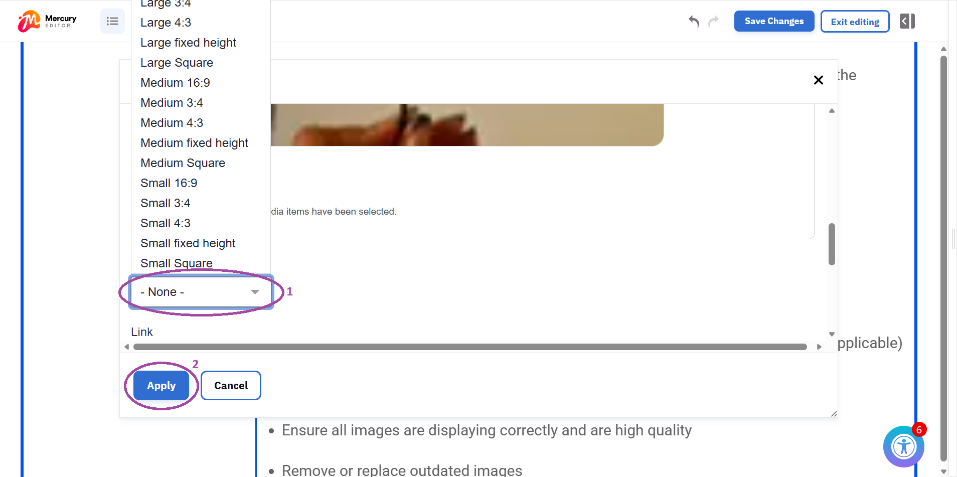 Changing image dimensions instructions