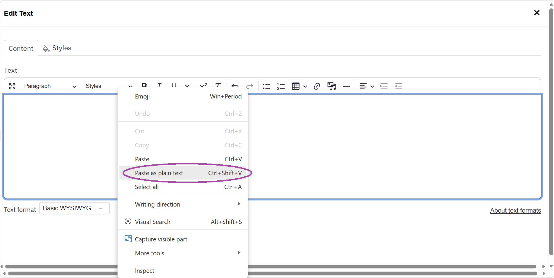 Removing formatting from pasted text step-by-step