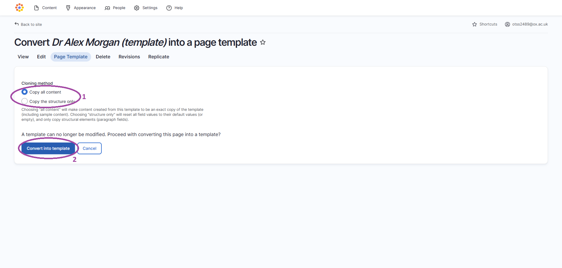 Creating a template step-by-step
