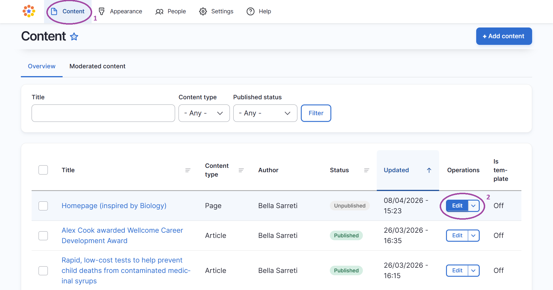 Adding a node link step-by-step instructions
