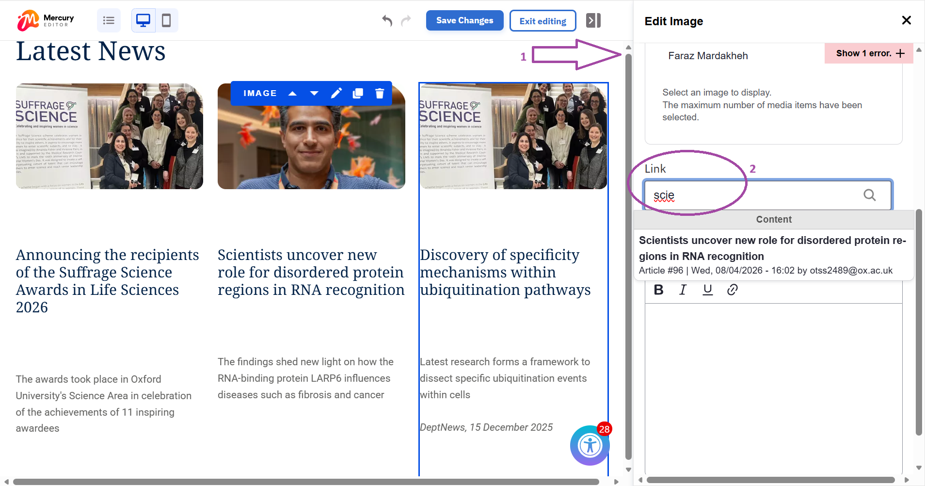 Adding a node link step-by-step instructions