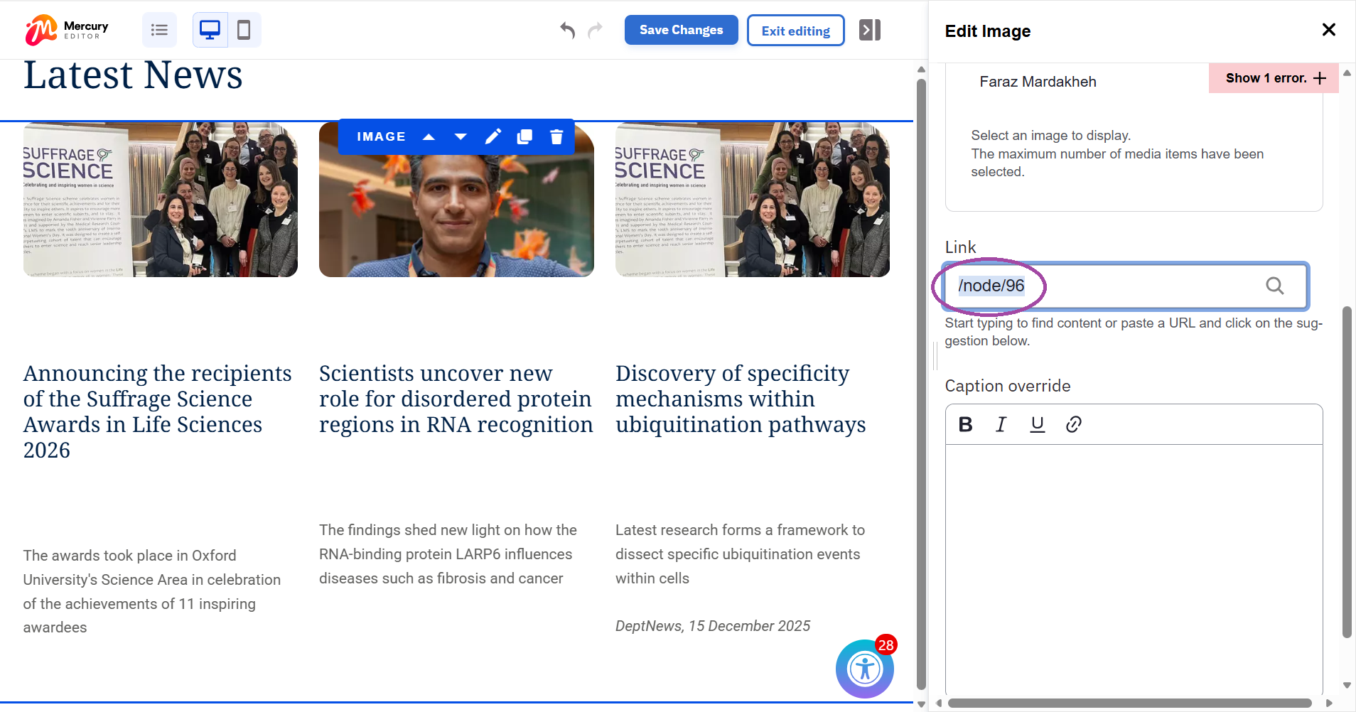 Adding a node link step-by-step instructions