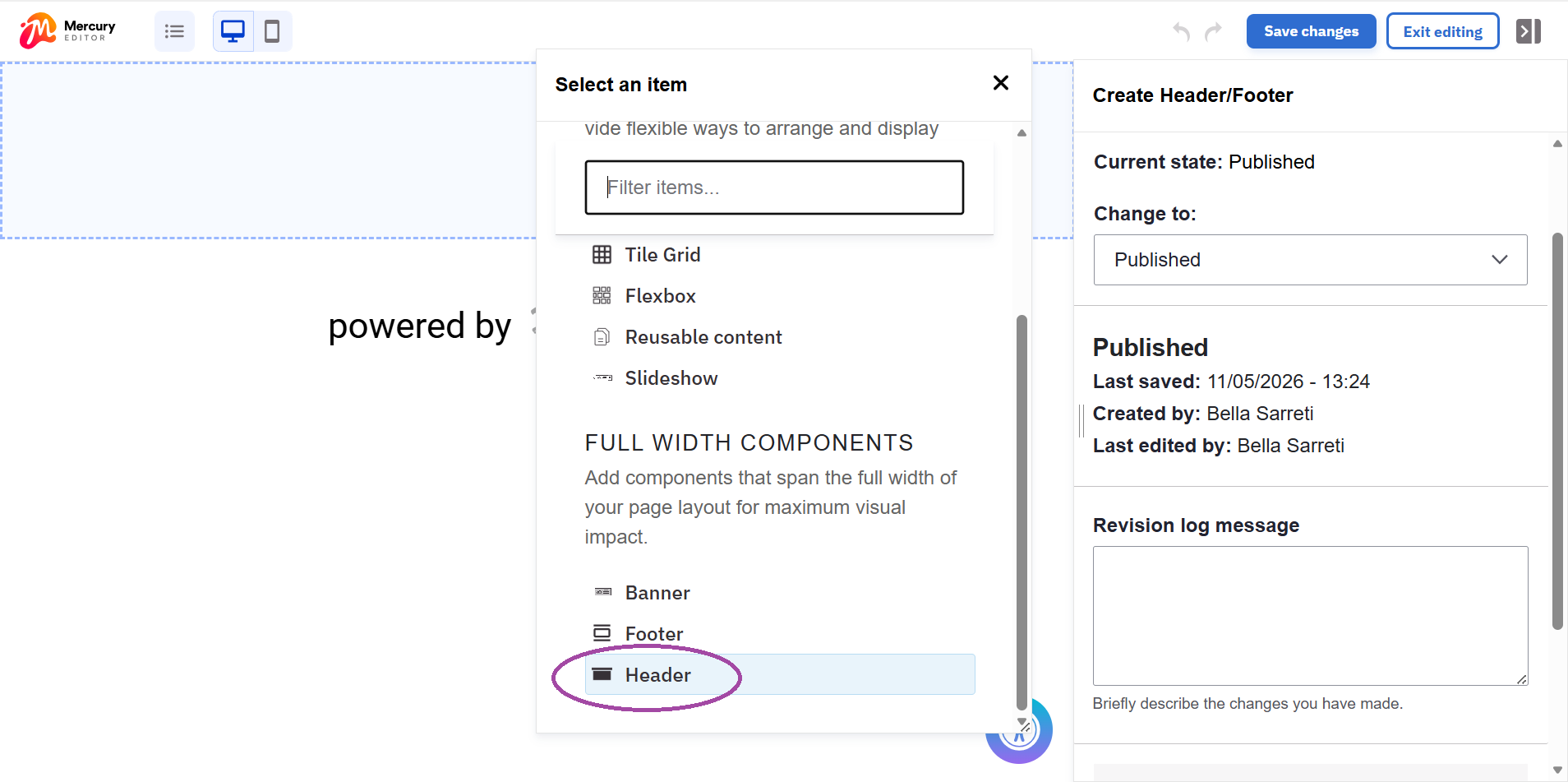 Adding a custom header step 4