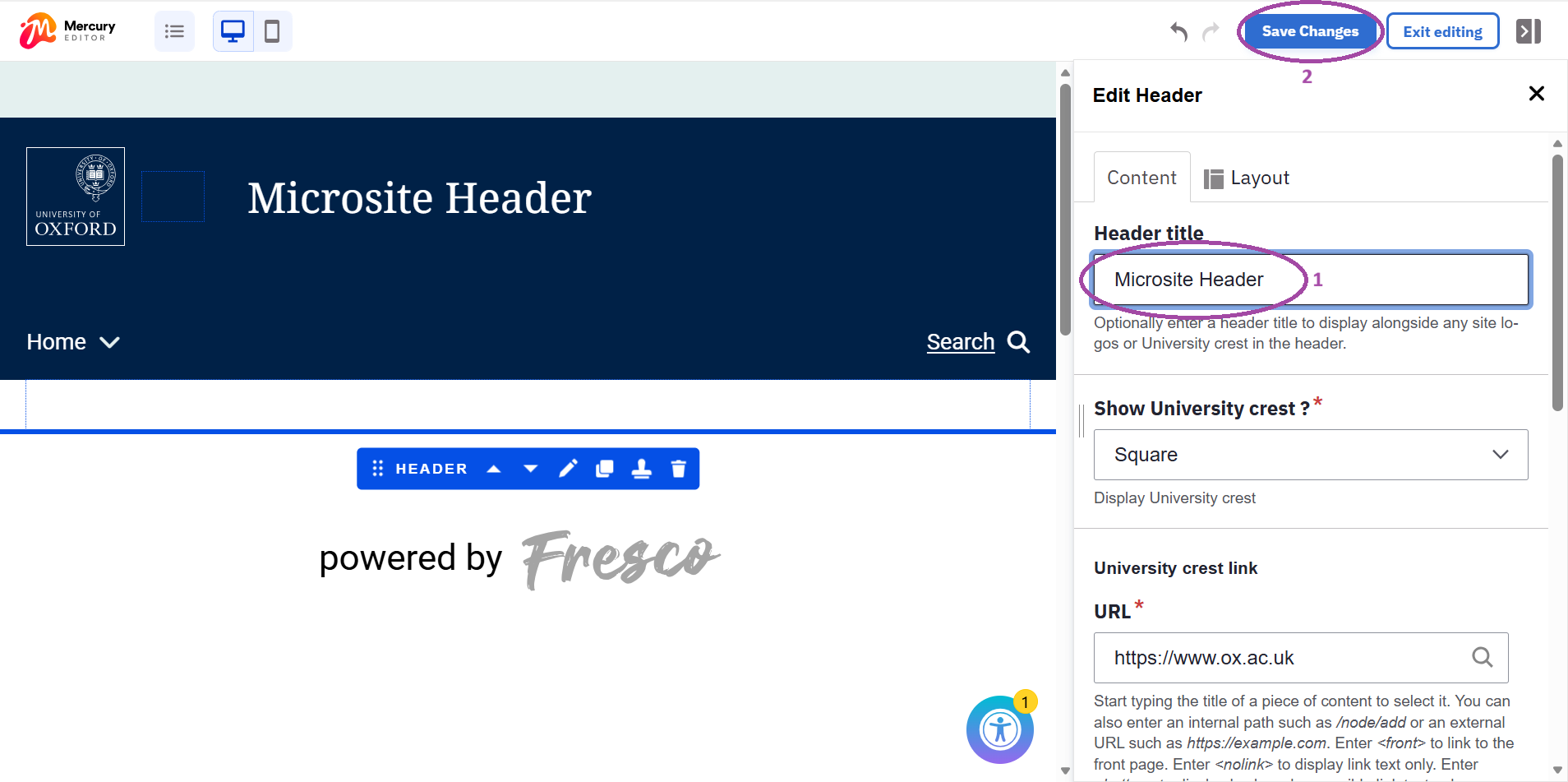 Adding a custom header step 6