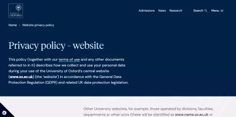 Privacy Policy page screenshot